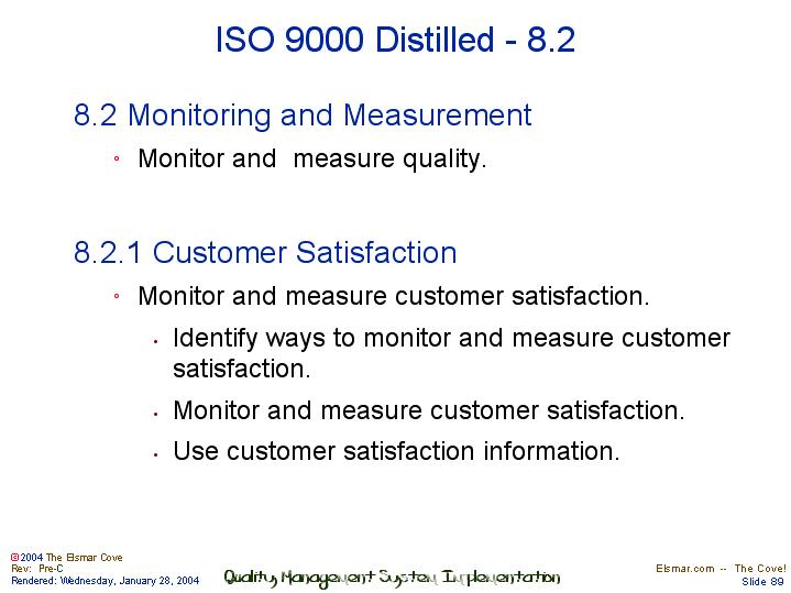 ISO 9001 Distilled - 8.2 Monitoring And Measurement, 8.2.1 Customer ...